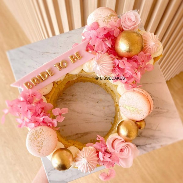 Bride-To-Be Floral Ring Cake in Pink
