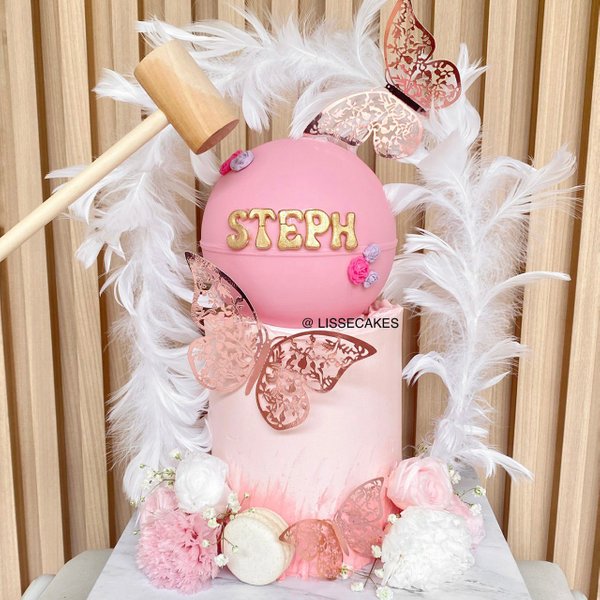 Blush B Butterfly Pinata Cake in Pink