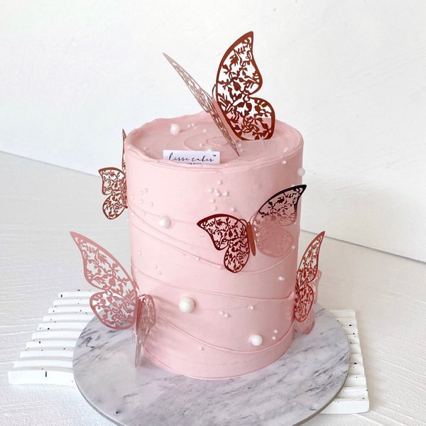 Simple Butterfly Cake in Pink