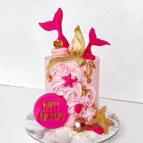 Pheony Mermaid Cake in Pink