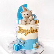 Party Baby Bear Cake in Blue
