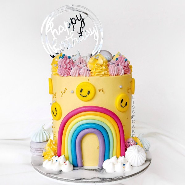 Smiley Rainbow Cake 