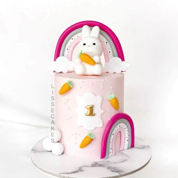 Huggy Bunny Rainbow Cake in Pink