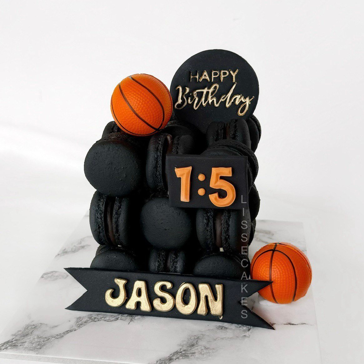 Basketball Macaron Cube Cake 