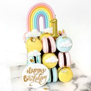 Rainbow Macaron Cube Cake