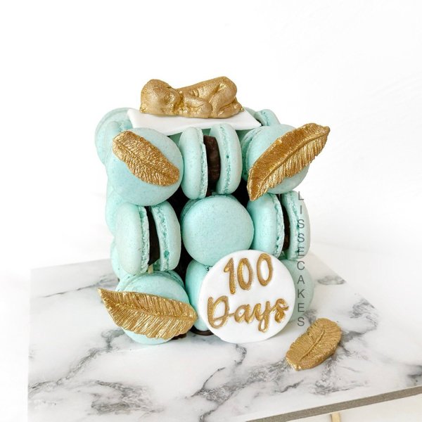 100 Days Macaron Cube Cake (Pink / Blue)