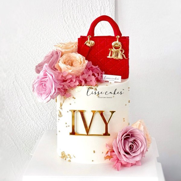 Luxury Bag Cake with Preserved Flowers