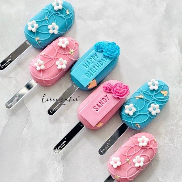 Pink Blue Floral Cakesicles