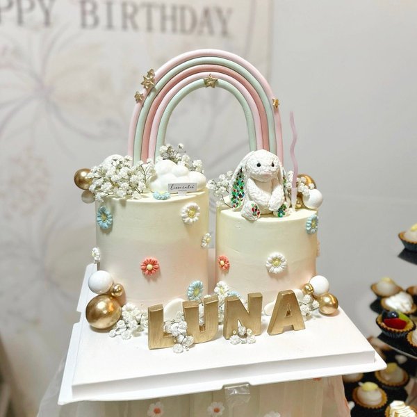 [Customisable] Duo Cake in Bunny Theme