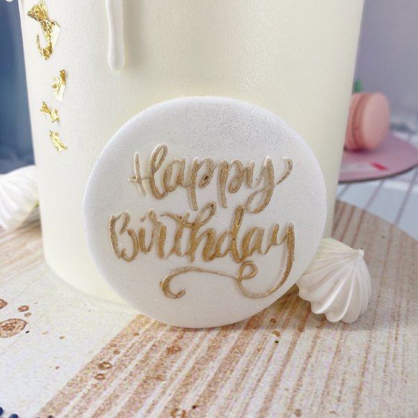 Happy Birthday Fondant Plaque (Out-bossed)