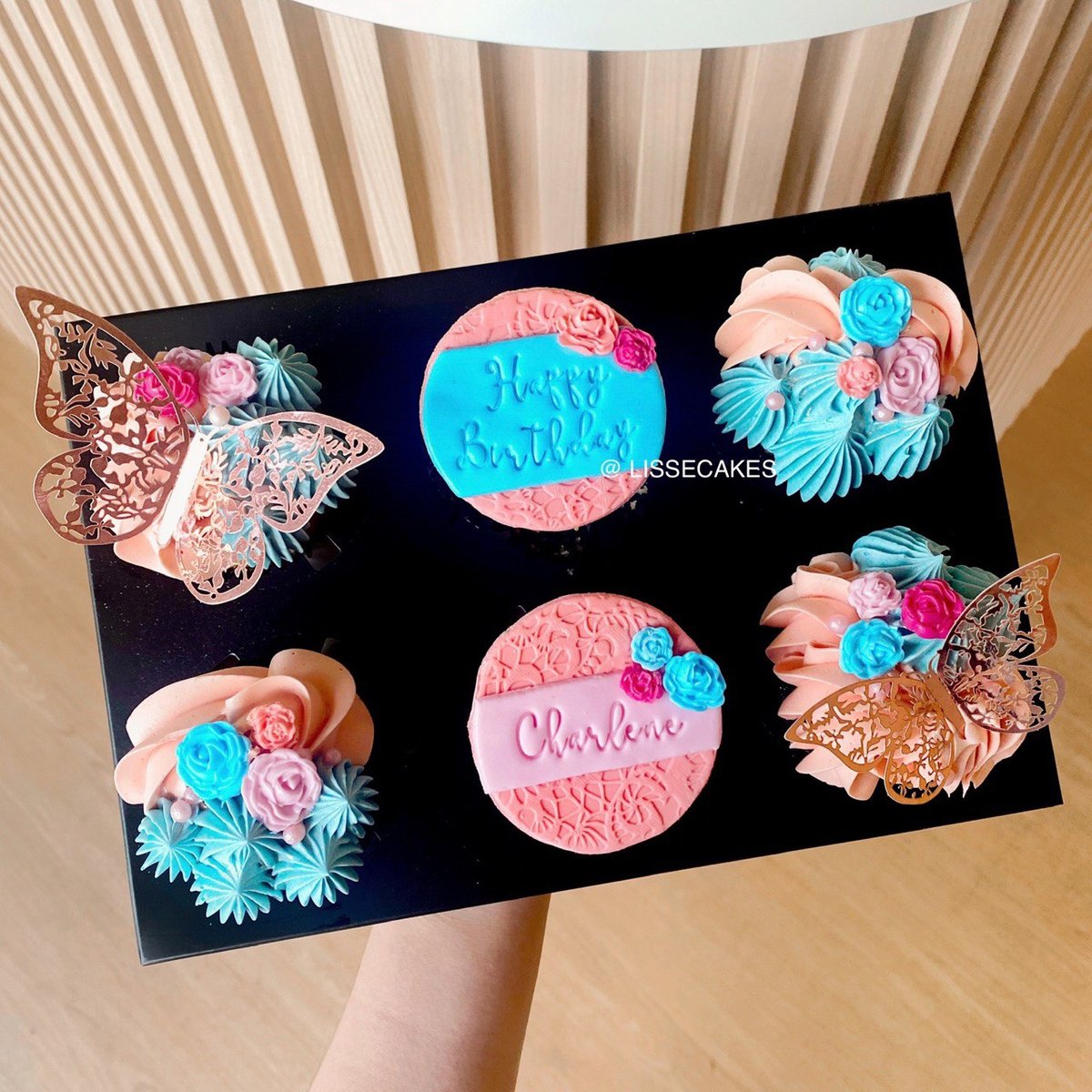Butterfly Garden Cupcakes in Blue x Pink